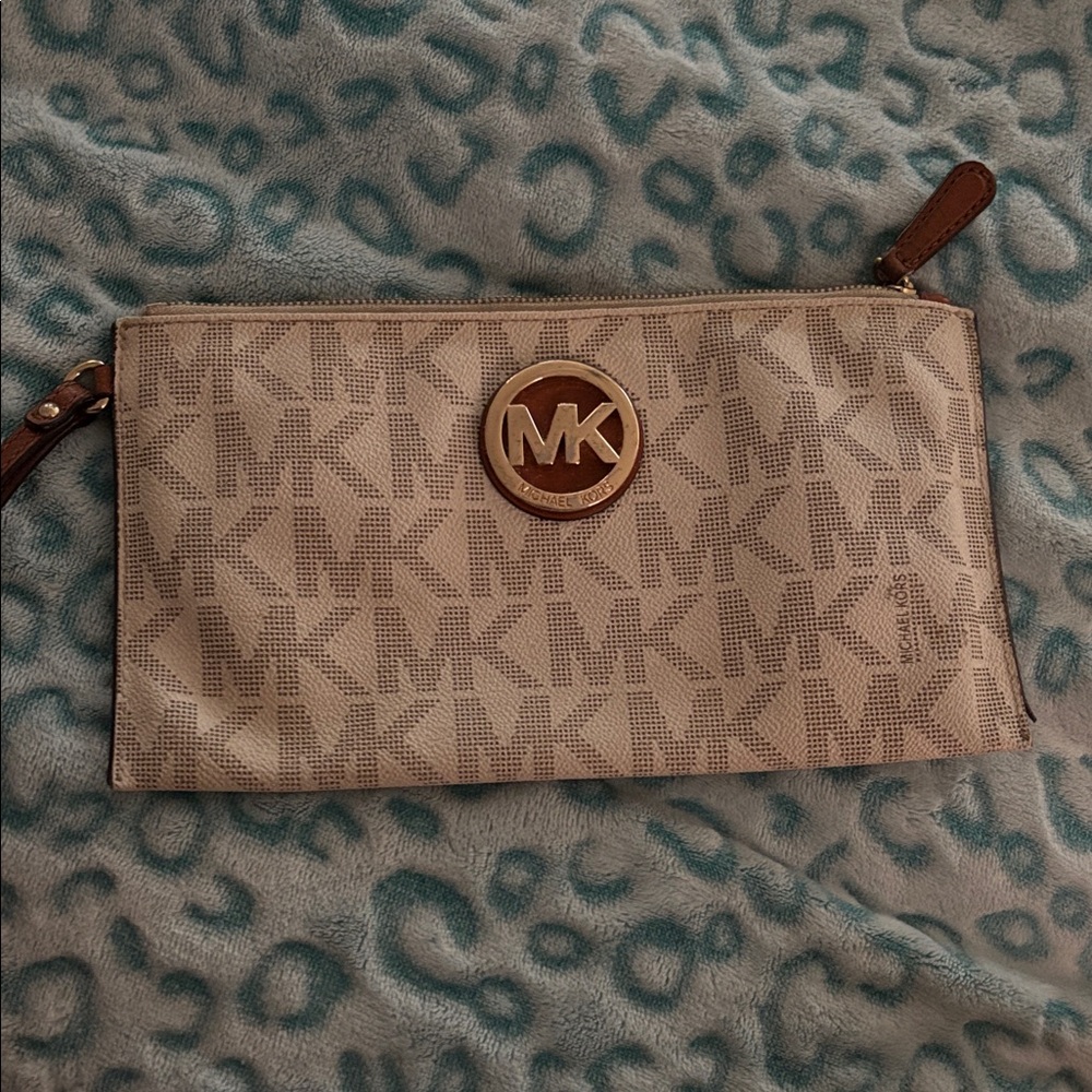 Michael Kors Tan Monogram Clutch